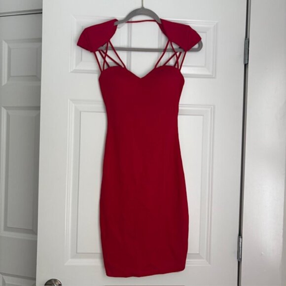 GUESS Red Bodycon Cap sleeve dress - Picture 3 of 4